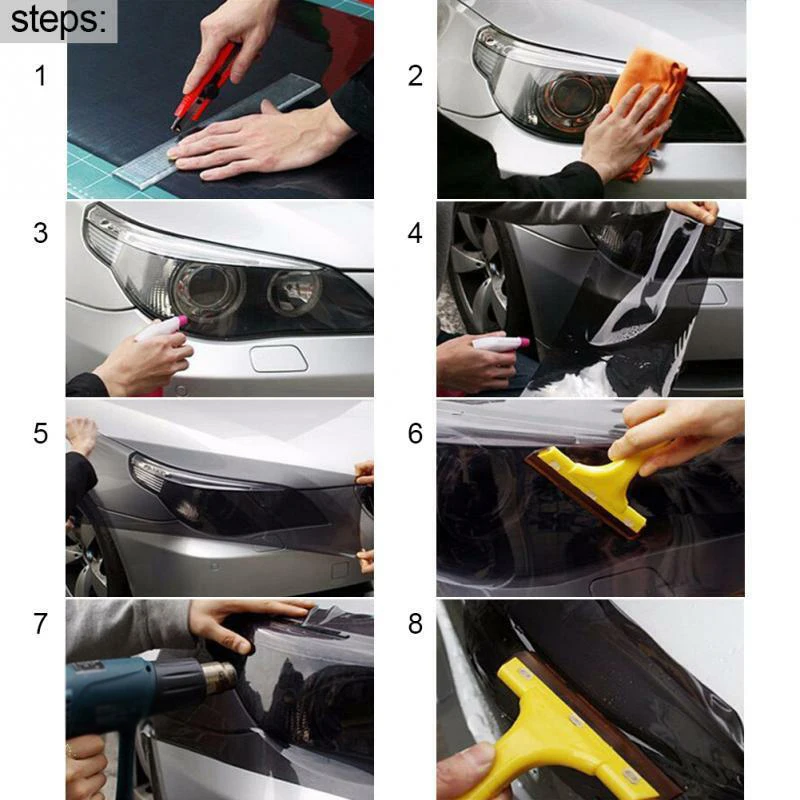 

Car Headlight Lamp Protector Film Sticker Anti-scratch Decals Sheet 60cm Glossy 3-Layer Exterior Parts Decorations
