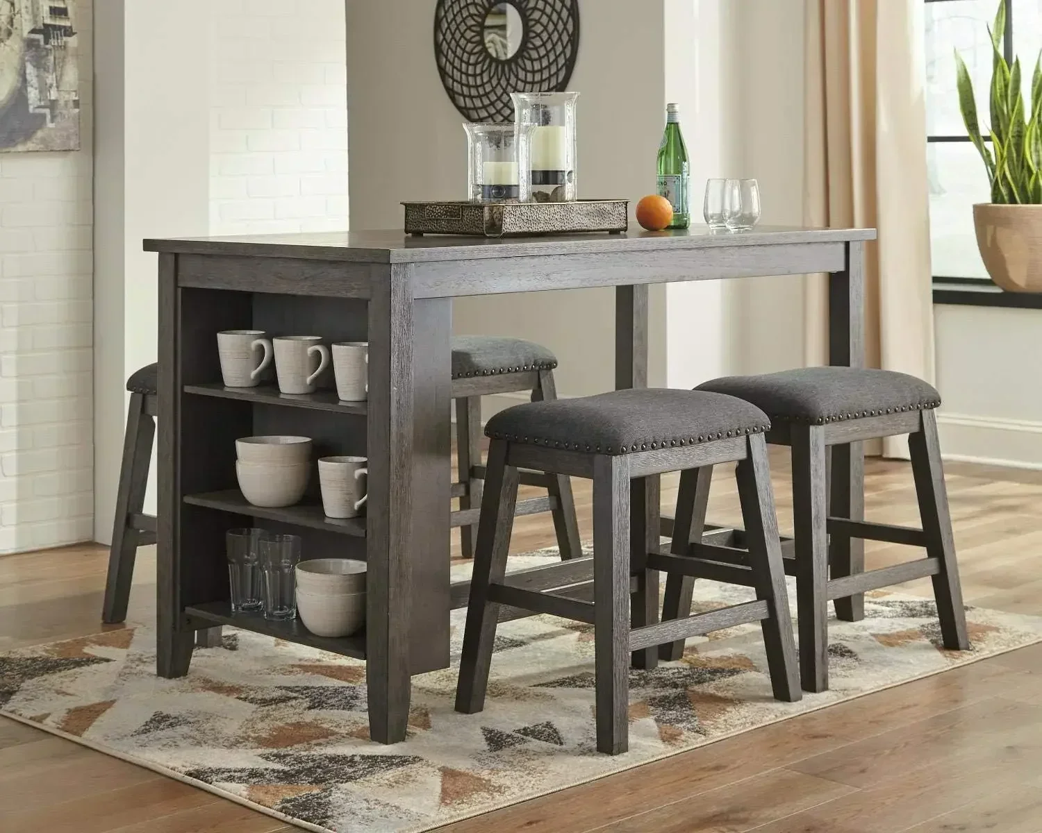 New2025-Signature Design by Ashley Caitbrook Rustic 24.4" Counter Height Upholstered Barstool, 2 Count, Gray