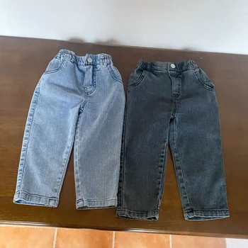 ربيع الخريف الأطفال 1-6 سنة ارتداء سراويل تقليدية الأولاد حزام مطاط الكاحل السراويل الفتيات لينة جينز سترتش 5