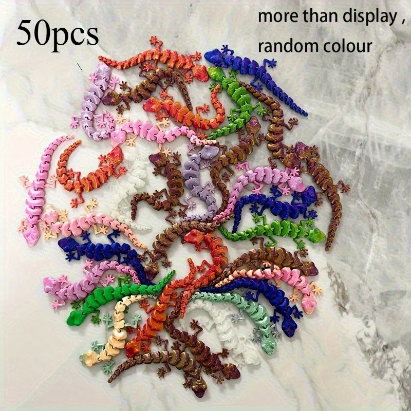 3D Printed Mini Lizard Figurines Animal Toys Creative Joints Movable Kids Gift Home Scene Decoration Simulation,Random Colors