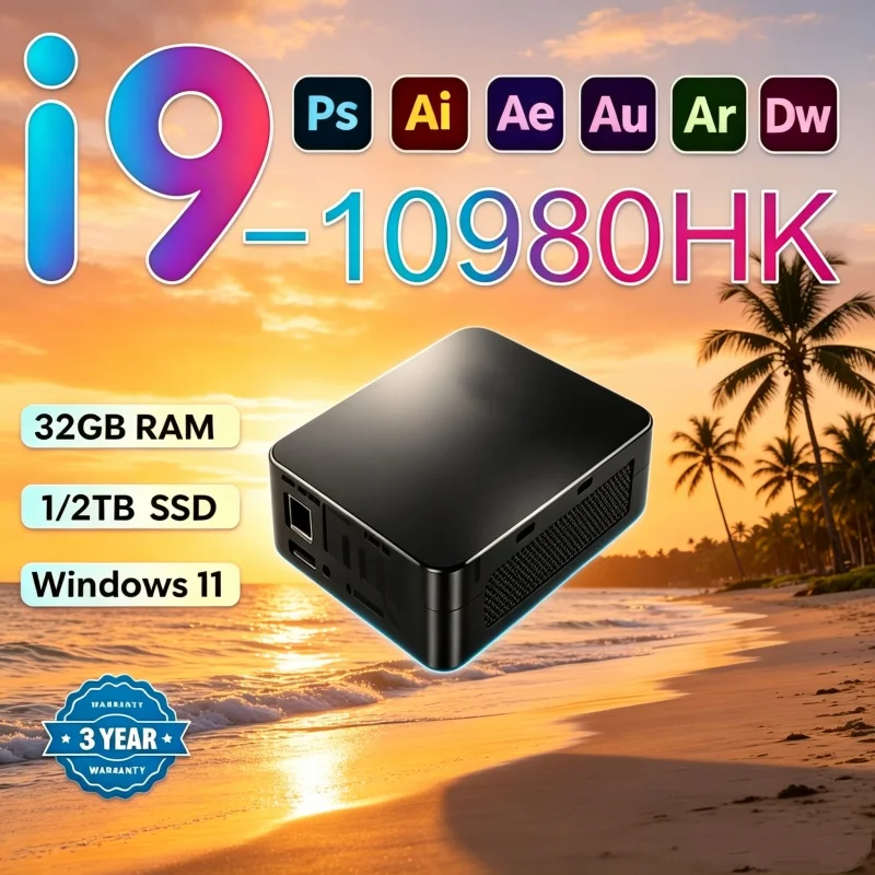 2026 스플렌디드 페리패티딕 미니 PC, 윈도우 11 프로, 코어 i9 10980HK, 램 1TB, SSD, WIFI 6, BT5.2, 4K HD, 프림 게이밍 탑재