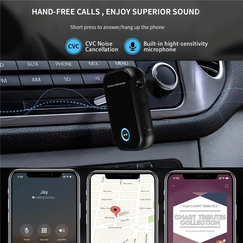 Car Bluetooth 5.0 AUX Adapter Noise Reduction 3.5mm Jack RCA Stereo Wireless Car Audio Receiver with Mic for Amplifier Speaker bluetooth adapter bluetooth audio receiver bluetooth transceiver adapter audio adapter bluetooth aux adaptor