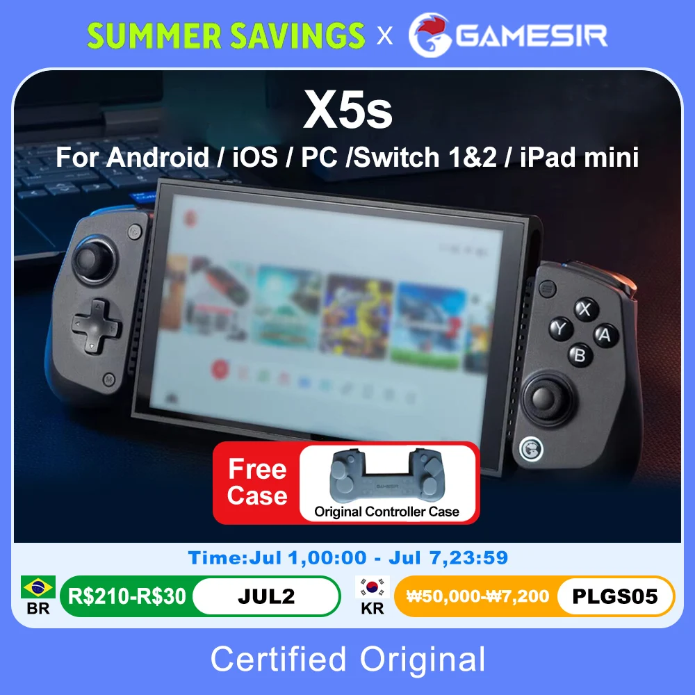 GameSir X5s Wireless Mobile Gaming Controller for Android iOS PC Gamepads Nintendo Switch 2/1 Controle 6-Axis Gyro HD Rumble