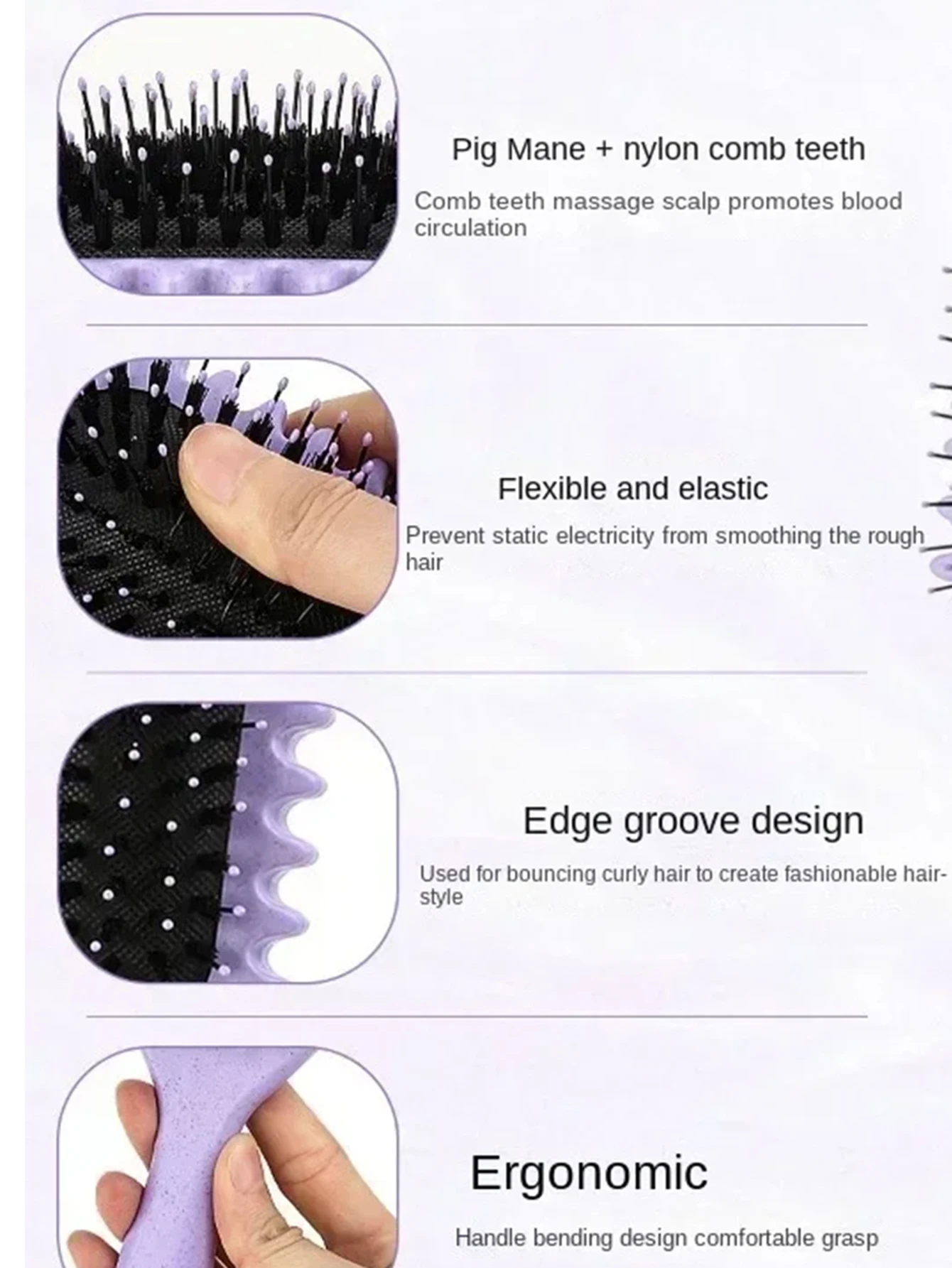 Hair Styling Brush 1PCS Curly Hair Definition Styling Brush Wrinkle Removal Hair Brush Entangled Wet Curly Comb Styling Tool