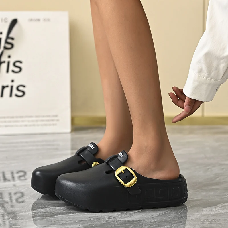 Summer Fashion Slippers for Women Thick Bottom Soft Sandals Womens Casual Eva Clogs Slip Ons Garden Shoes with Buckle Strap 2