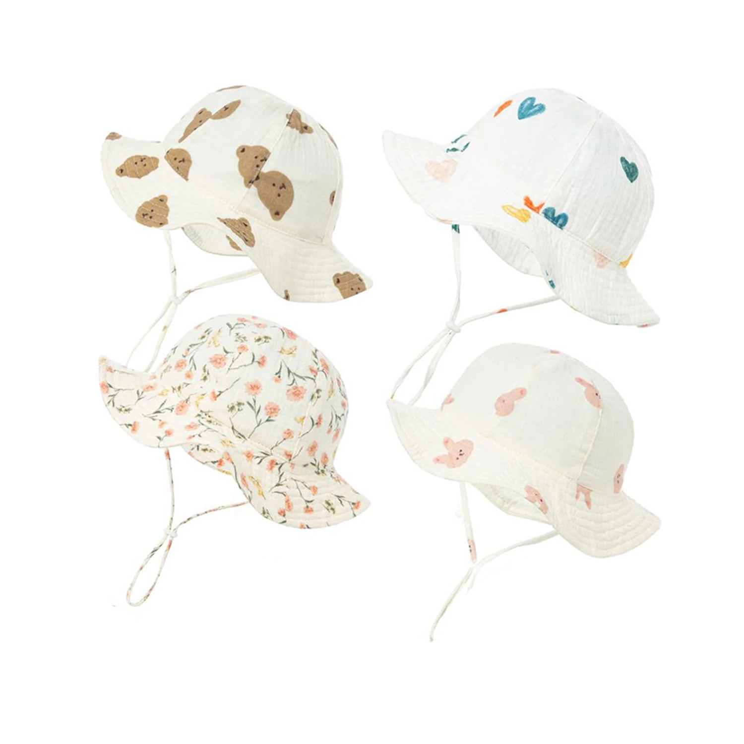 

Baby Cotton Bucket Hat Children Sunscreen Outdoor Beach Caps Boys Girls Summer Outdoor Unisex Print Panama Hat For 3-12 Months