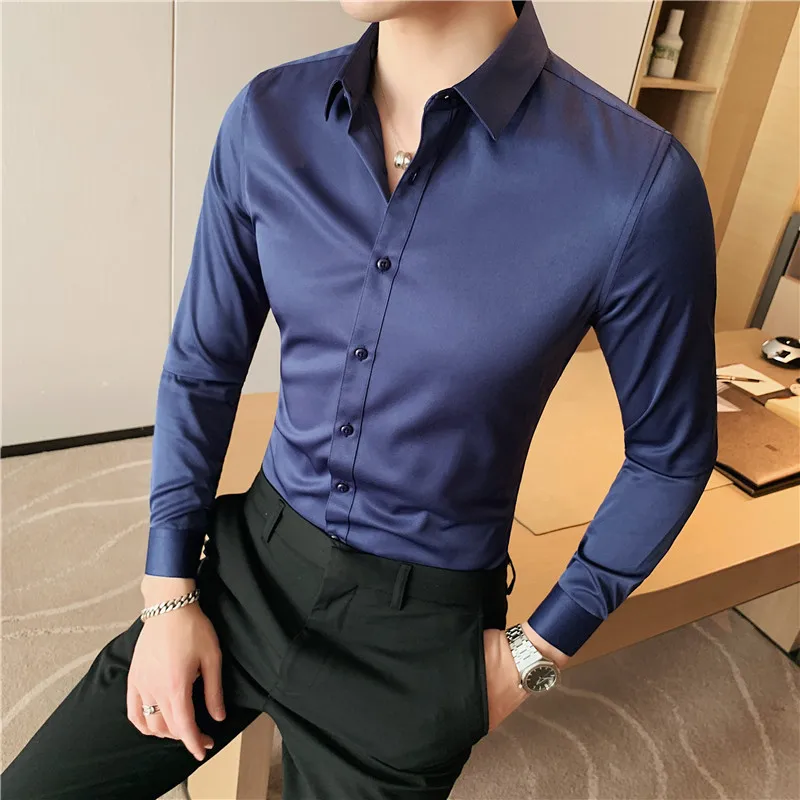 Camisas De Hombre Fashion Letter Print Long Sleeve Dress Shirts For Men  Clothing Business Formal Wear Slim Fit Casual Tuxedo 4XL - AliExpress