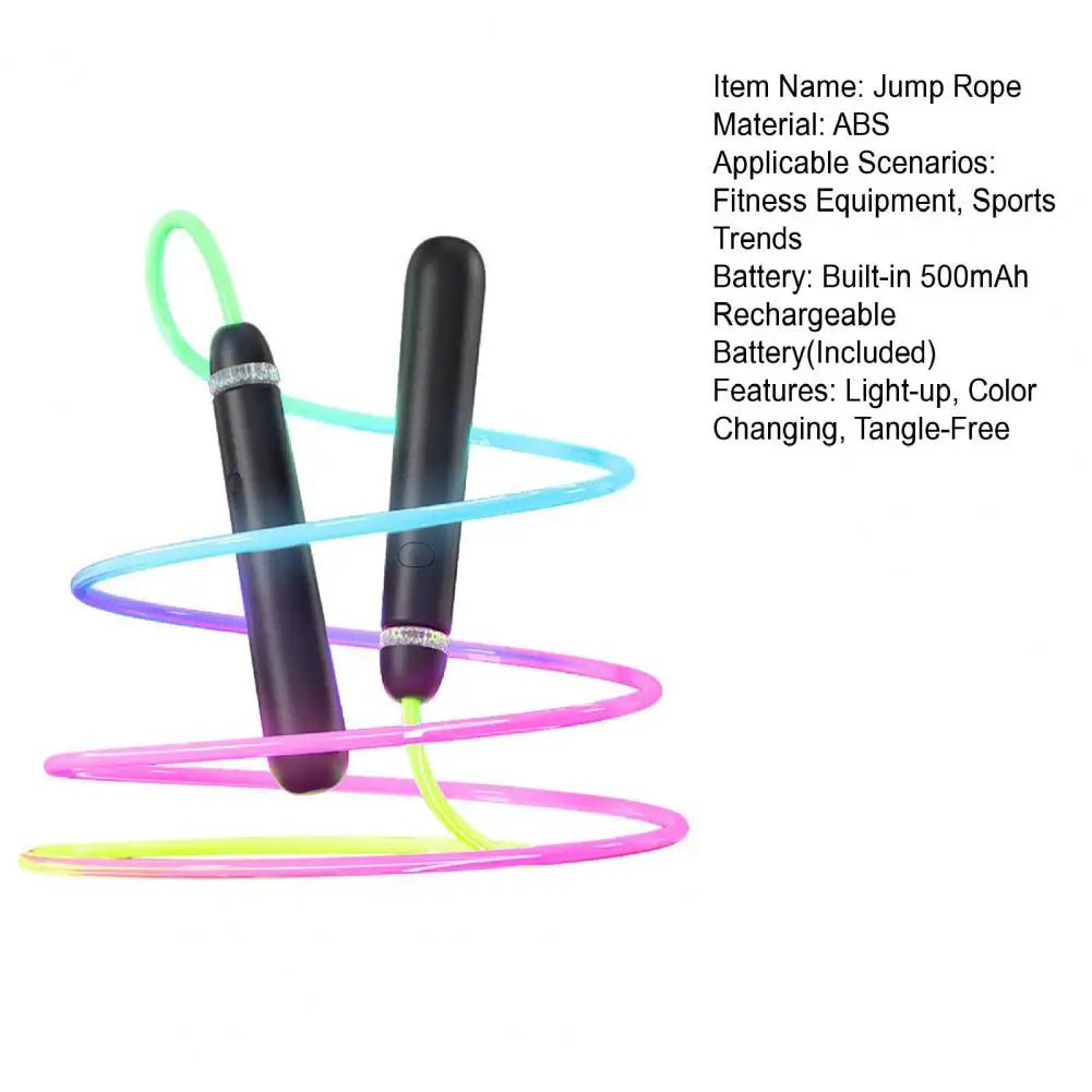 Jump Rope 280CM Light-up Skipping Rope USB Rechargeable Color Changing LED Jump Rope Tangle-Free Beginners Kids Adults Fitness Training
