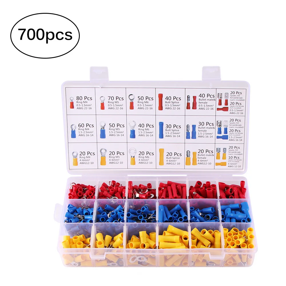 Description Picture 5 of itemCrimp Spade Terminal Assorted Electrical Wire Cable Connector Kit Crimp Spade Insulated Ring Fork Spade Butt Set