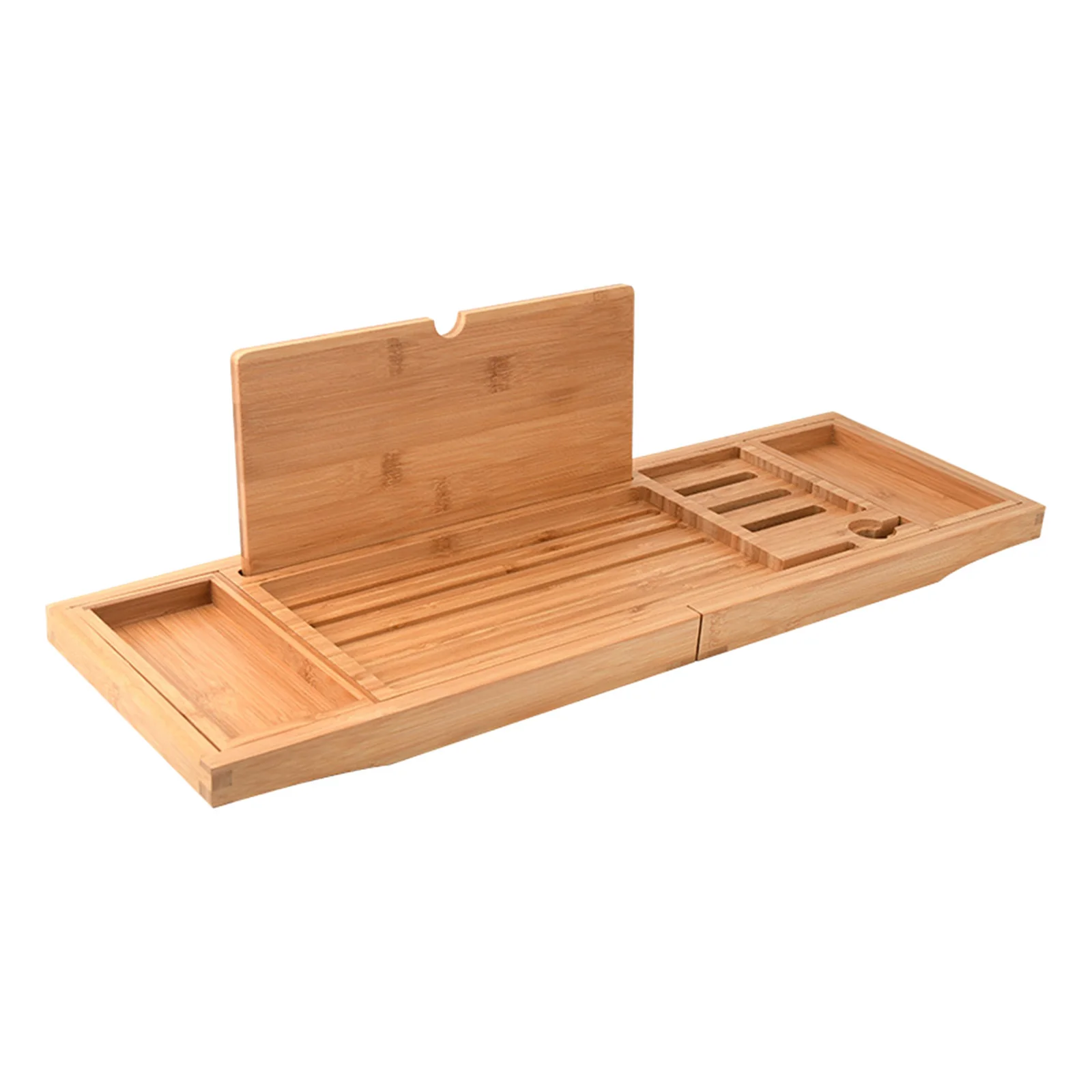 Expandable Luxury Wooden Bathtub Caddy Tray Bathtub Accessories 23.62''-34.25'' Soap Dish Non Slip Tablet Holder Storage Holder images - 6