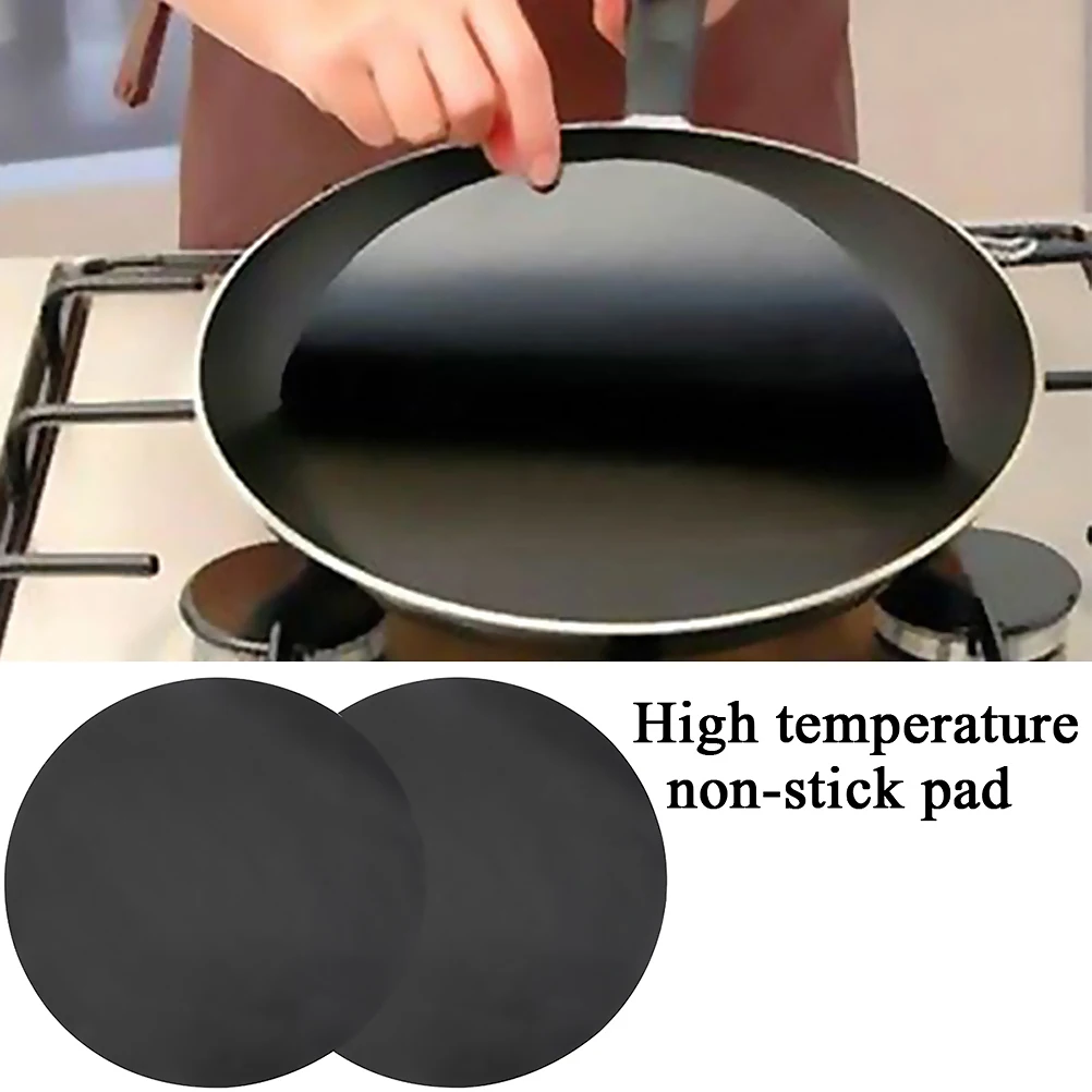2Pcs Reuseable Non-stick Pan Fry Liner Sheet Cooking Oil Sheet Pad Teflon-coated Fiberglass Cloth Kitchen Tool Frying Pan Pad 3
