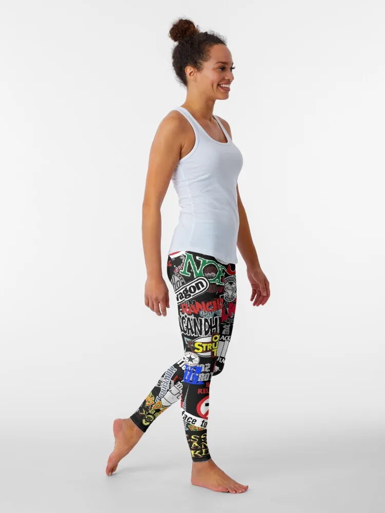 punk rock sticker wall Leggings Woman trousers gym leggings Tight fitting woman