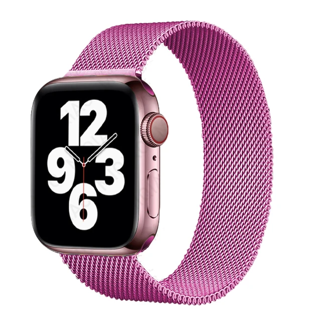 Magnetic Loop Strap For Apple watch Band 45mm 41mm 44mm 40mm 42mm 38mm Stainless steel correa bracelet iWatch serie 3 7 5 6 se 3 Barbie pink 12
