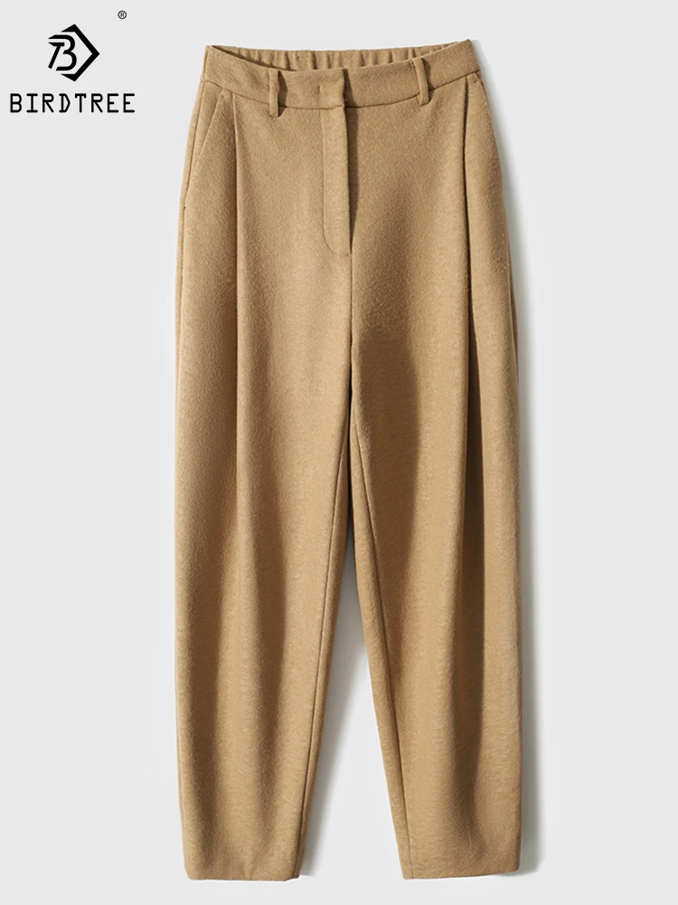 

Birdtree 16.9% Wool Trousers Warm Solid Color Thin Simple Versatile Comfortable Fashion Temperament Commuting Pants B30497QD