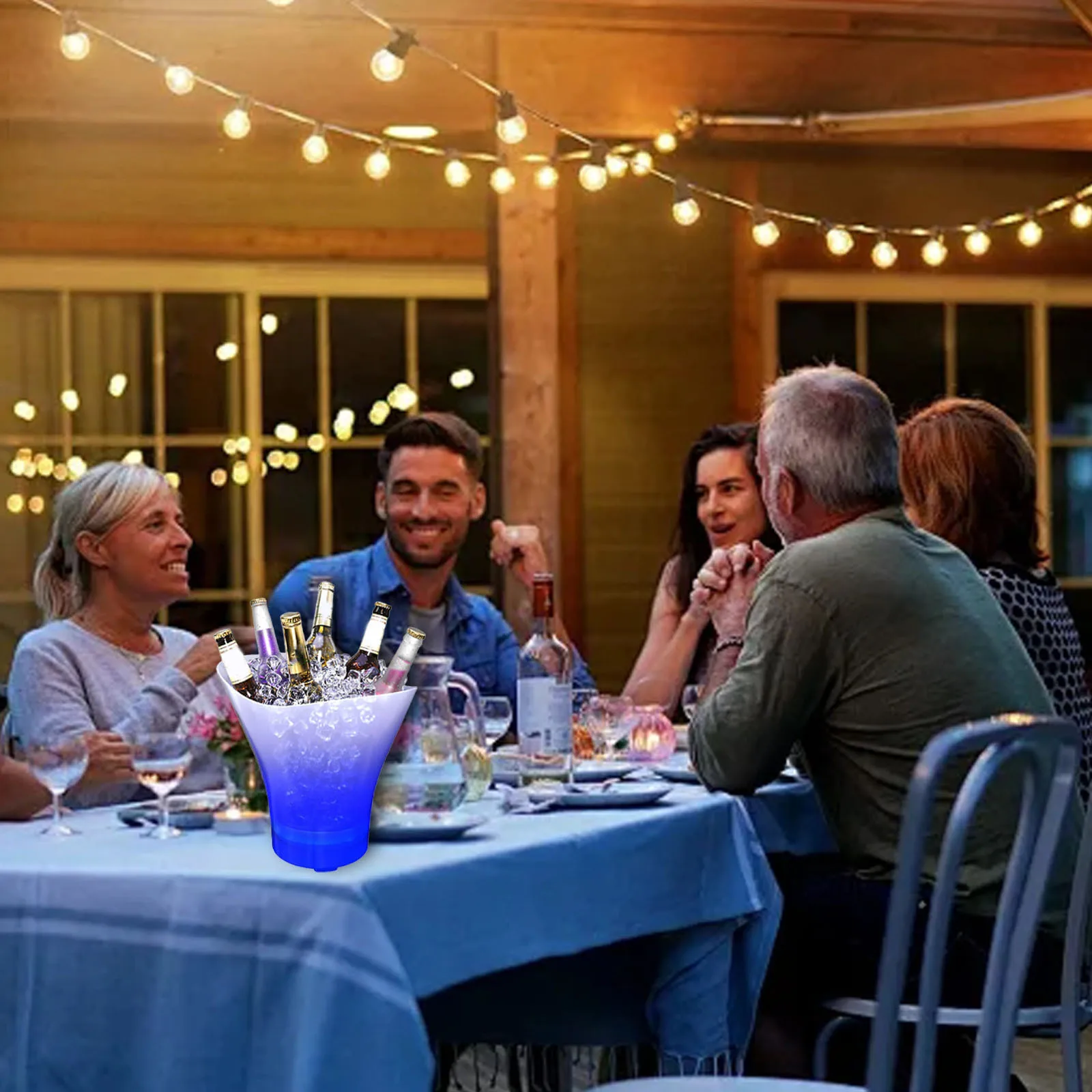 Light 7 Color Ice Bucket Subwoofer Wine Barrel LED Light Small Speaker Camping Ice Buckets LED Storage Containers Supplies