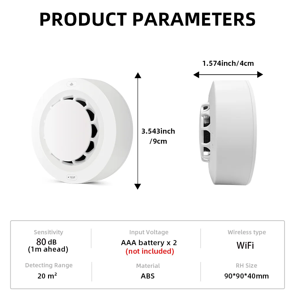 WiFi Smoke Sensor Tuya Smoke Detector Photoelectric Sensor Fire Alarm Home Kitchen Security System Work With Smart Life APP - 6