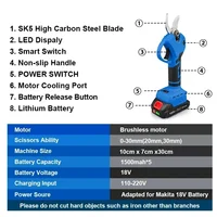 Gisam 30mm Brushless Electric Pruning Shears 2 Gears With LED Display Fruit Tree Bonsai Electric Scissors For Makita 18V Battery 2