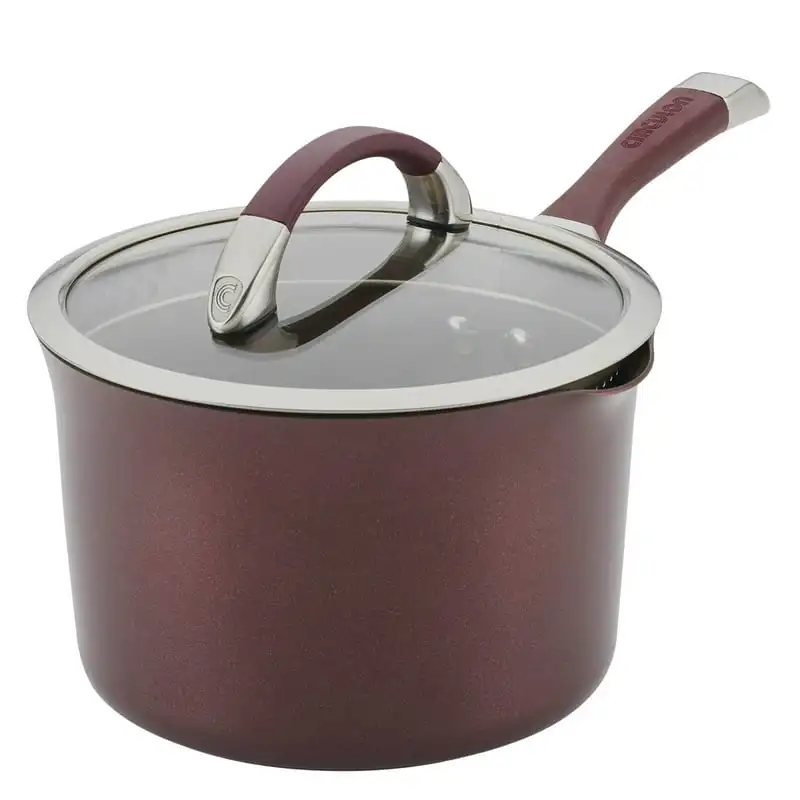 

Жесткое анодированное антипригарное покрытие с дождливой крышкой, 3,5 кварт, Merlot