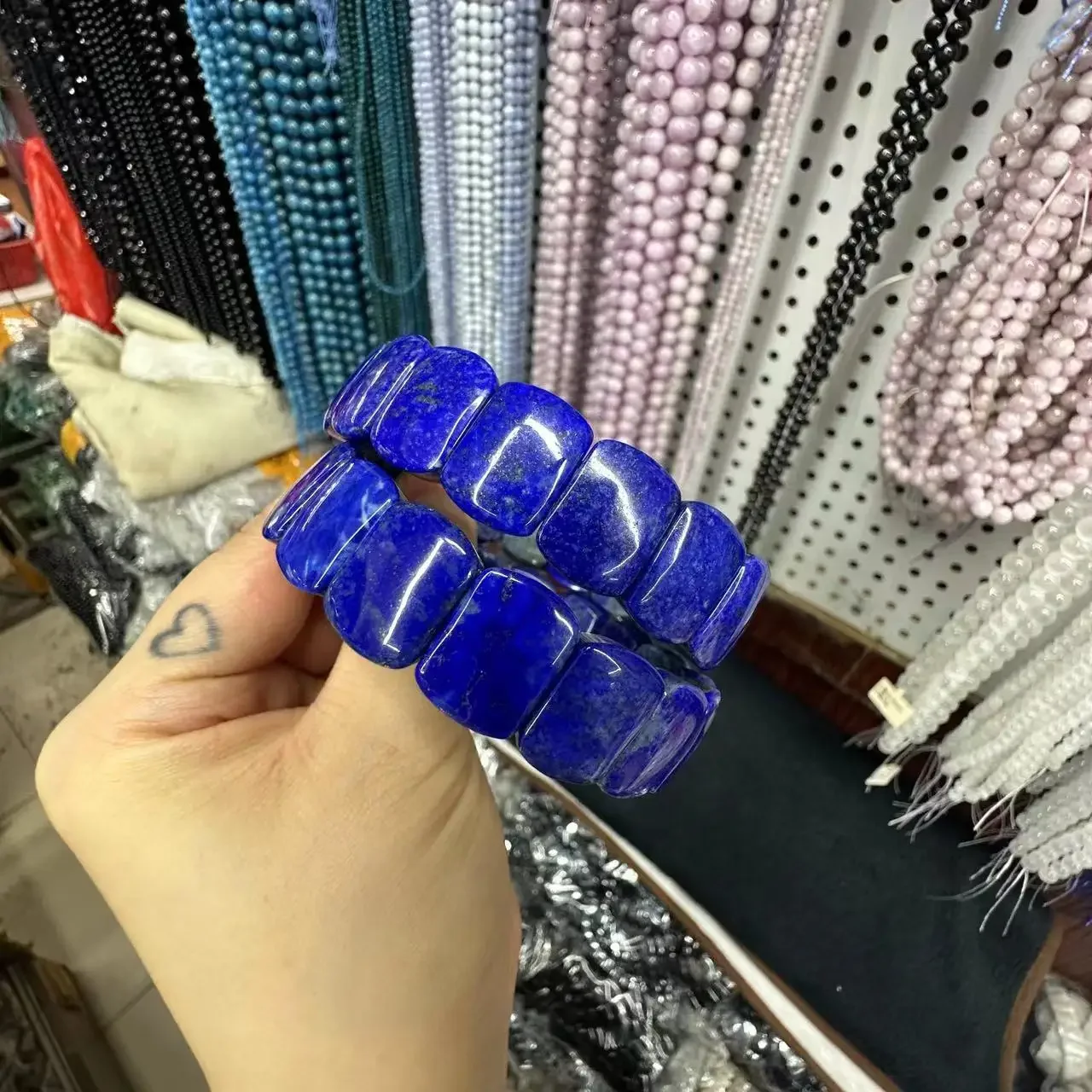 새로운 매력 에너지 청금석 비즈, 12 × 16mm 팔찌, 천연 보석 보석, 남성용 여성용 팔찌, 도매