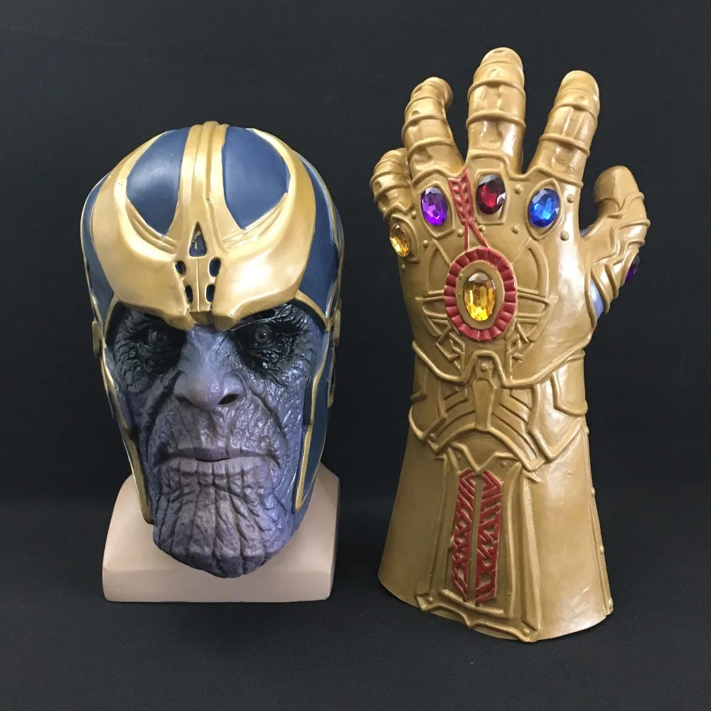 Thanos Mask Infinity Gauntlet Infinity War Guanti Casco Cosplay Thanos Maschere Puntelli Di Halloween Dropshipping