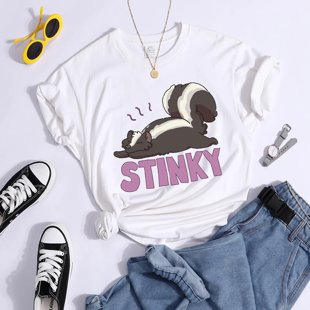 

Kawaii Skunk Sleeping Cartoons Graphic T Shirts Women Cute Cartoon Tops Casual Breathable Tee Clothing Summer Oversized Tees
