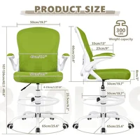 Winrise Drafting Chair, Tall Office Chair Ergonomic Standing Desk Chair, Swivel Task Rolling Chair(Green) 2