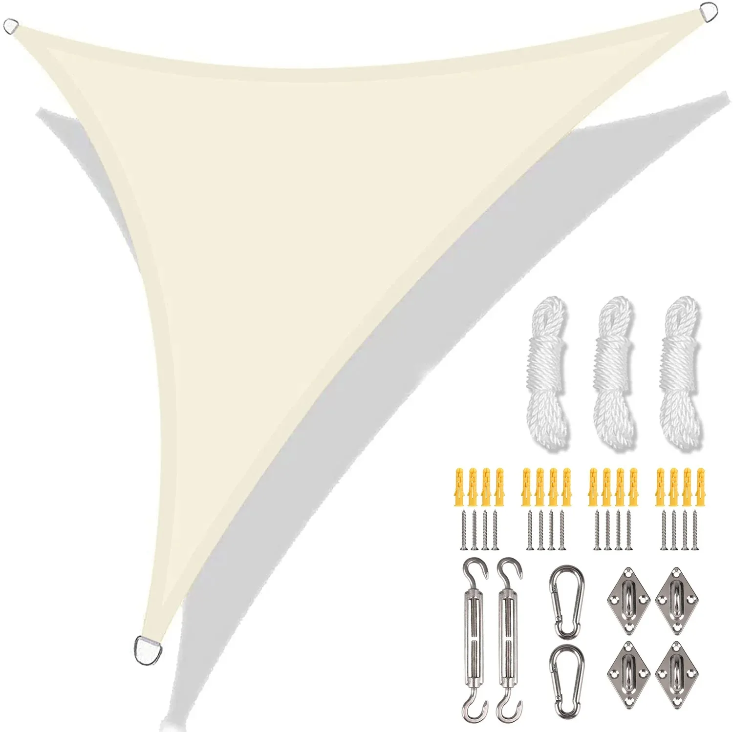 thumbnail image 1 of Toldo de vela de sombra triangular de 5/3,6/3/2 m, impermeable, con protección contra rayos UV del 98 %, con cuerda gratis para jardín, patio, pérgola, cenador, 1 of 5