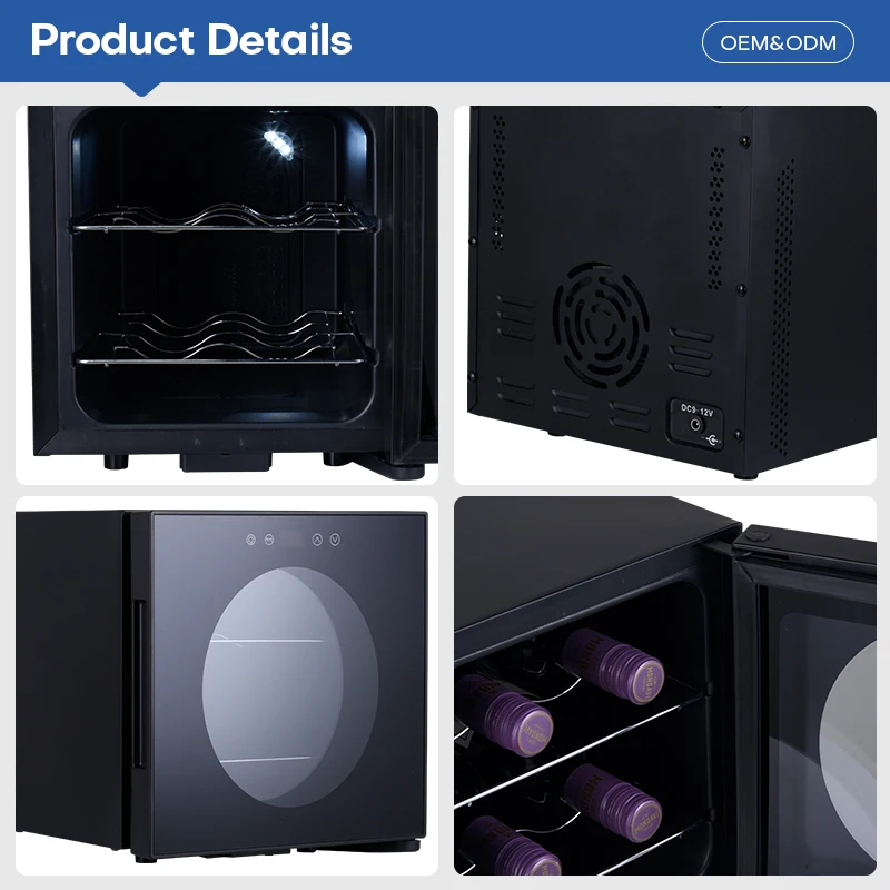 Countertop Wine Cooler Refrigerator Mini Freestanding Wine Cellars Glass Door GBJ-4W