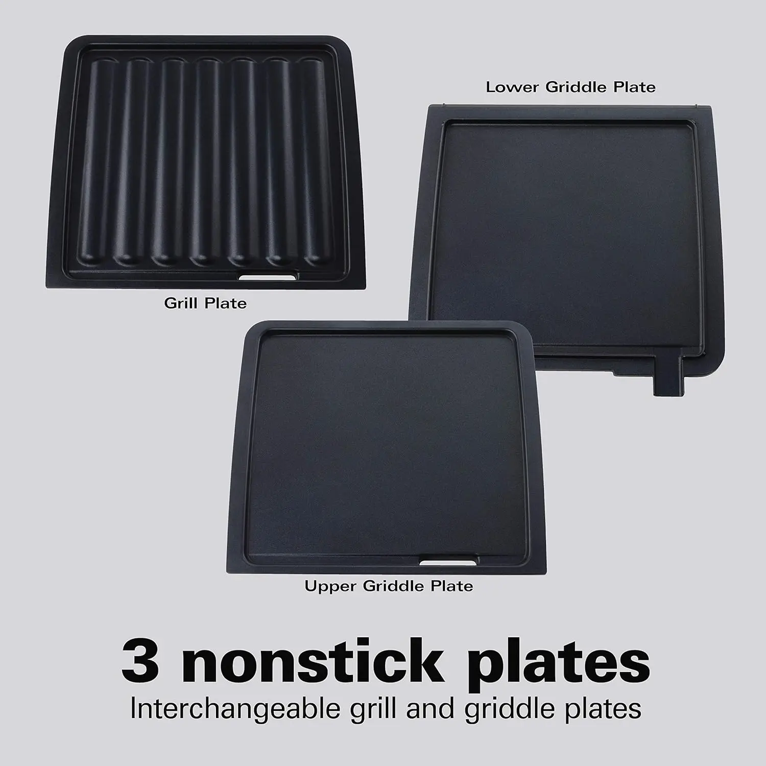 4-in-1 Indoor Grill & Electric Griddle Combo with Bacon Cooker, Opens Flat to Double Cooking Surface, Removable Nonstick Plates 4