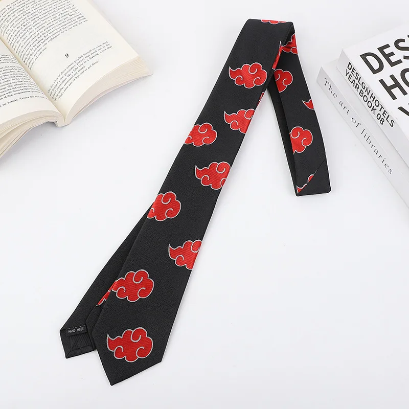 Brdwn Akatsuki Red Cloud Tie Cosplay Ninja Neckcloth Halloween Accessories Carnival Gifts 145cm Necktie Cosplay Prop