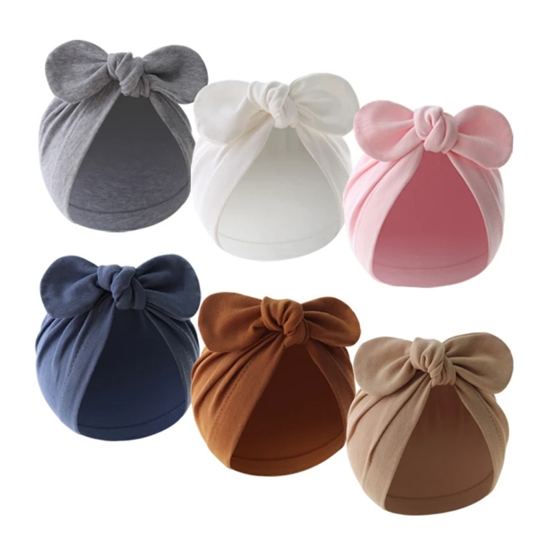 모자 인도 모자 통기성 병원 모자 큰 Bowknot 솔리드 컬러 비니 Windproof 토끼 귀 모자