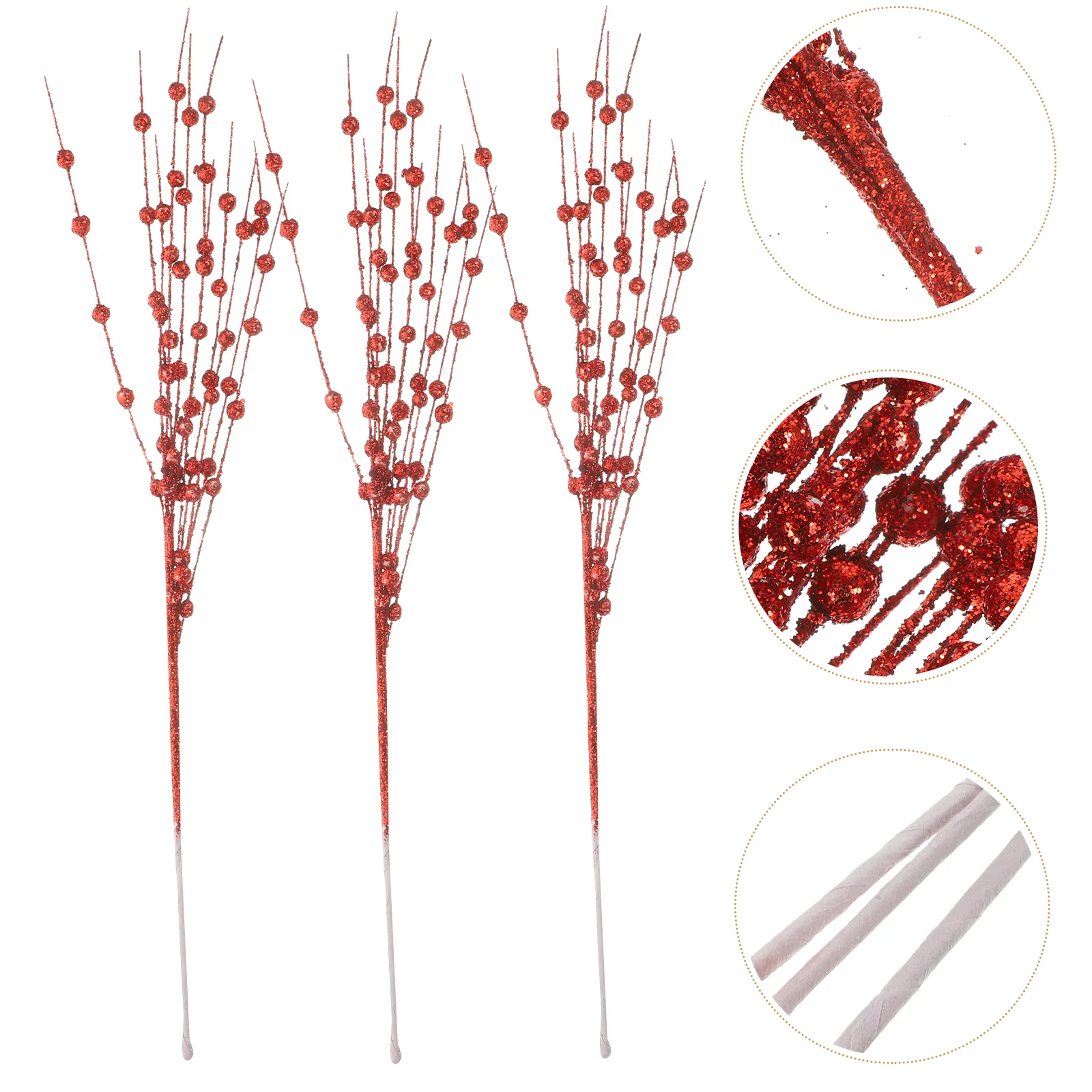 

5 Pcs Wedding Decorations Christmas Glitter Berries Stems Photo Props The Fruit Artificial Berry Tree Ornaments