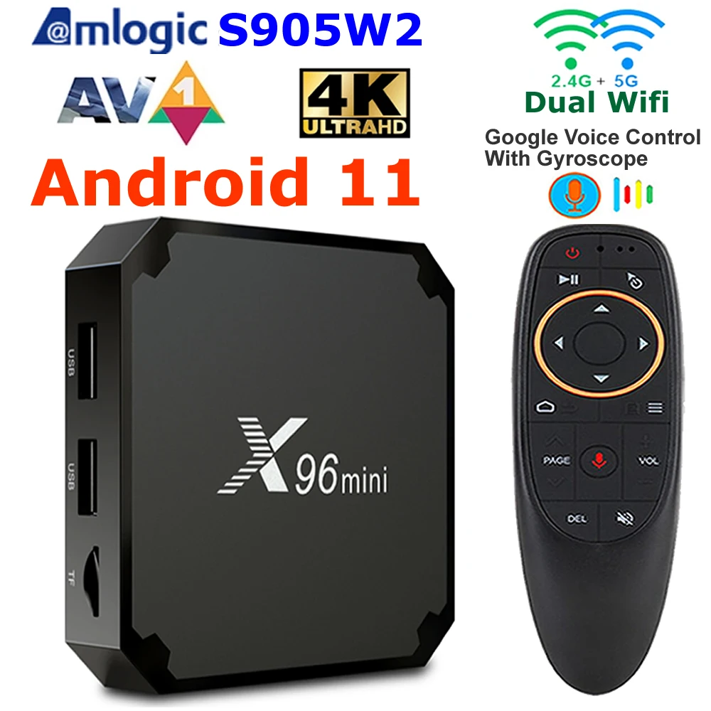 Android 11 Tv Box X96 Mini Amlogic S905W2 Quad Core 2G Ram 16G Rom Media Player 5G Dual Wifi 4K Hdr Av1 Media Player