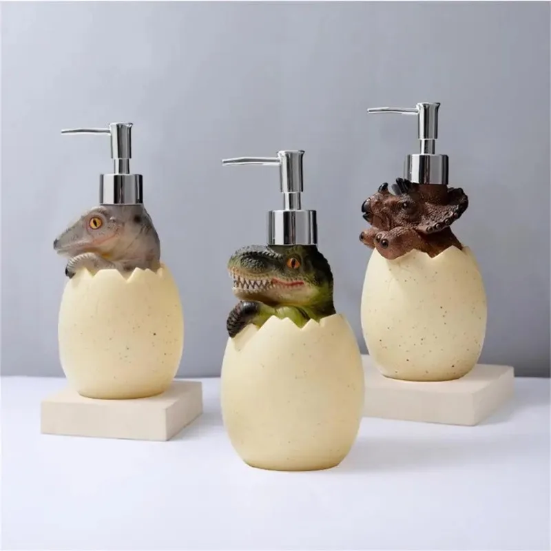 560ml Lotion Dispenser Large Capacity Cute Dinosaur Refillable Empty Bottle Hand Cleanser Shampoo Container Bathroom Supplies