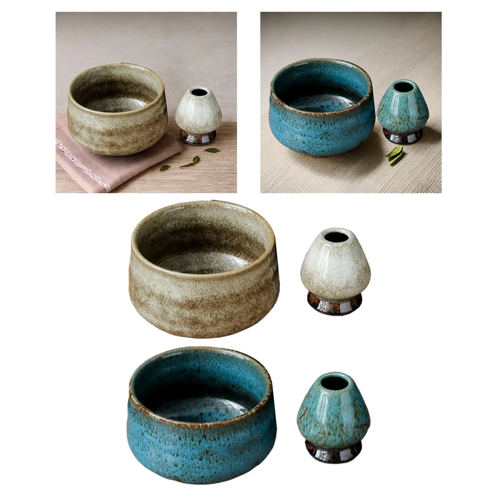 Matcha Bowls Ceramic Matcha Bowls with Whisk Holder Japanese Matcha Bowl Ceramic Bowl for Home Office Bedroom Dining Room Holiday
