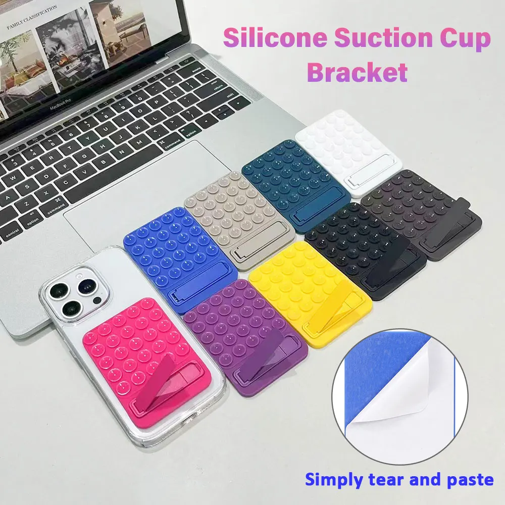 Silicone World Multi Functional Silicone Suction Cup Mobile Phone Desktop Stand Anti-Slip Back Sticker Holder Glass Wall Stand 2