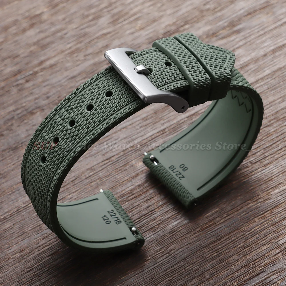 Enhanced FKM Rubber Waterproof Sports Watch Band with Quick Release - Wristband 20mm, 21mm, 22mm