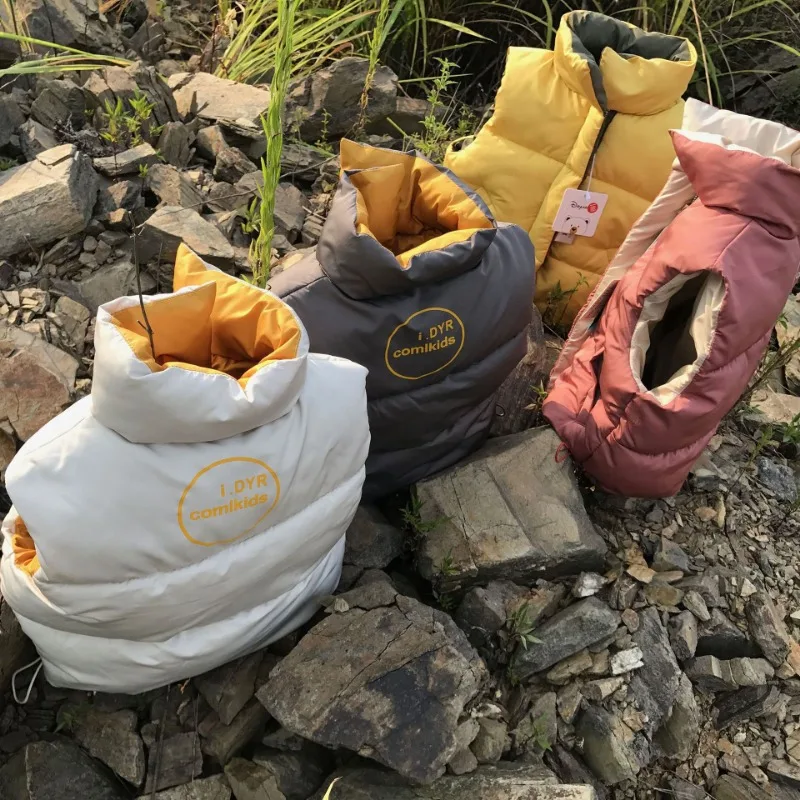 2024 New Boys Girls Winter Autumn Sleeveless Hooded Vest Jacket Cartoon Print Coat Kids Warm Outdoor Clothing Children Down Vest