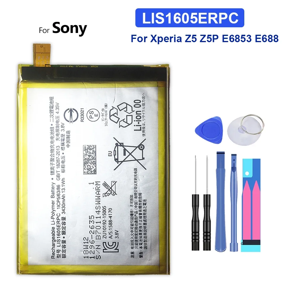 

Replacement Battery For SONY Xperia Z5 Premium, Z5P Dual ,E6853 E6883 Battery LIS1605ERPC 3430mAh