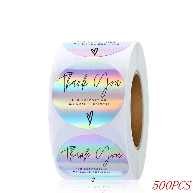 50-500pcs 1inch Blue Thank You Stickers For Envelope Sealing Labels Stationery Supplies Handmade Wedding Gift Decoration Sticker Laser-500pcs