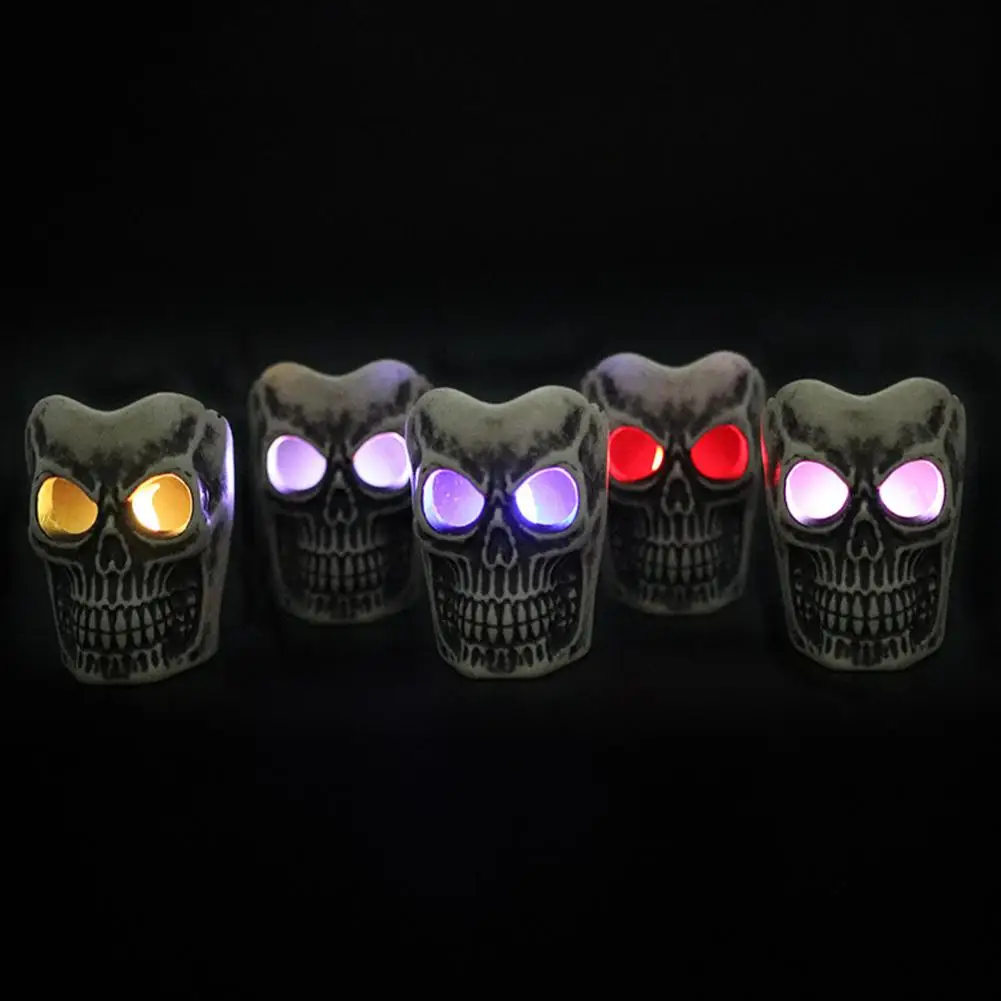 

Halloween Skull Lamp Table Ornament Skull Lamp Spooky Halloween Skull Head Lamp 11 Colorful Flameless Flickering for Decoration
