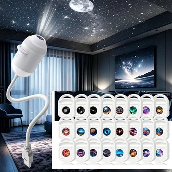 Proiettore di stelle USB 2 in 1, luce notturna con proiezione di cielo stellato e di pianeti, lampada d'atmosfera per la decorazione della camera da letto
