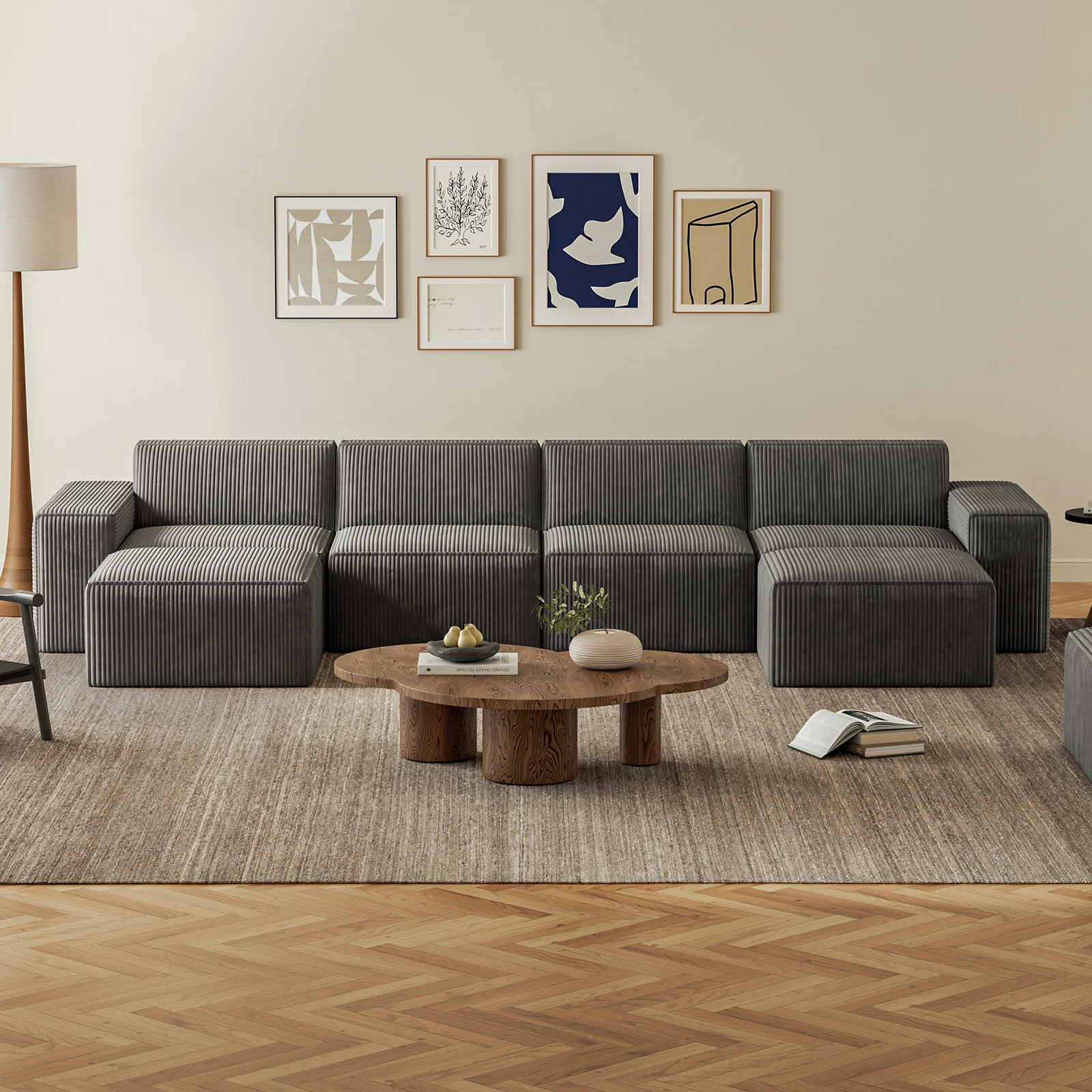 Modular Sectional Sofa Reading Module Floor Sofa Straight Comfort Couches for Living Room