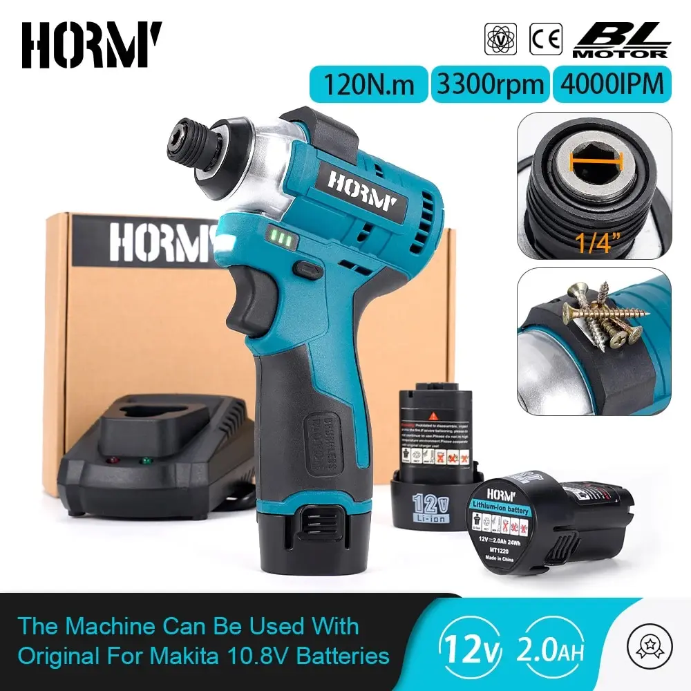 Hormy 120N.M Cacciavite A Percussione Senza Spazzole Trapano Elettrico A Batteria 1/4 "Cacciavite Mini Strumento Di Fissaggio Per Batteria Makita 10.8