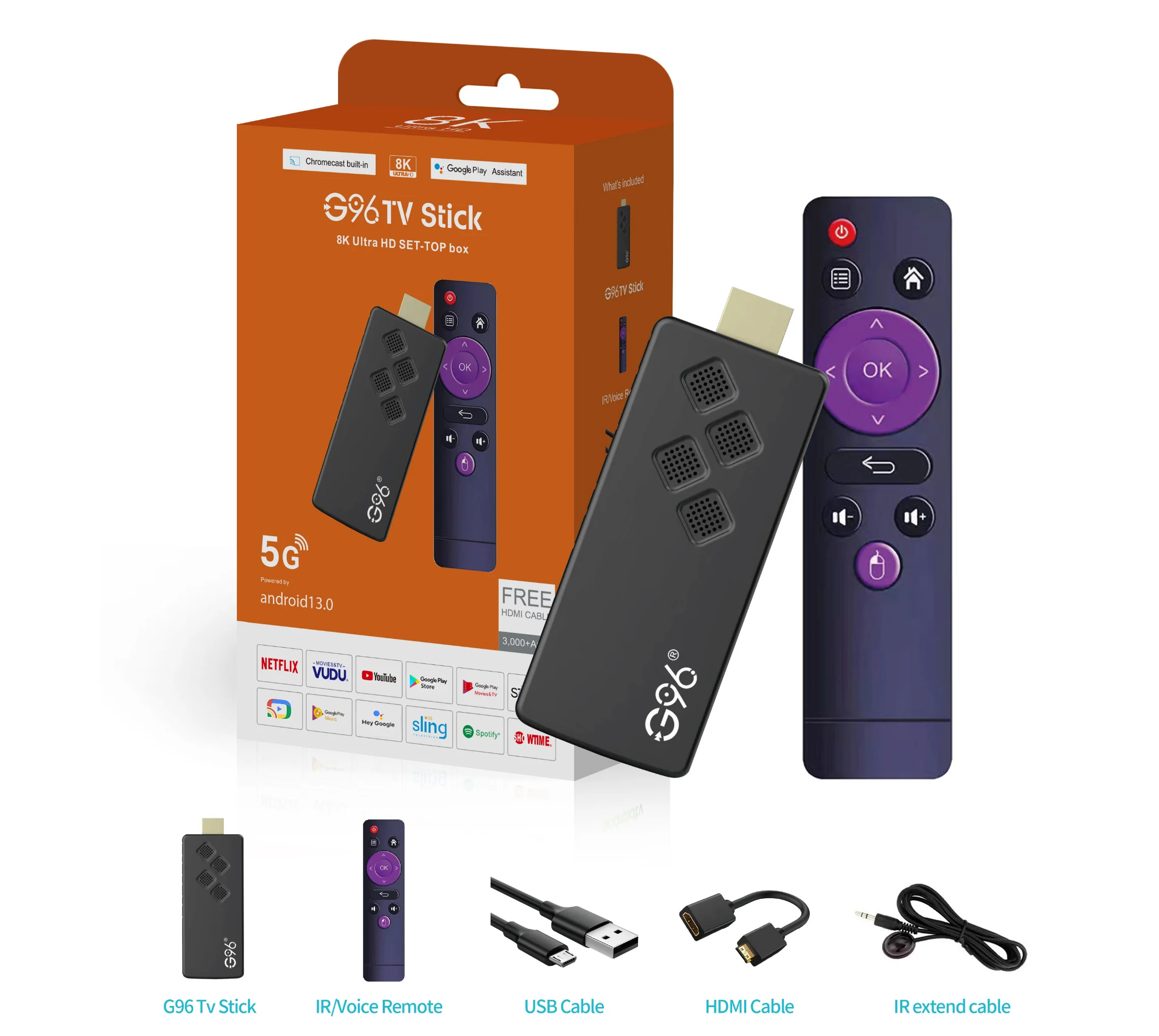 TV Stick Original G96 TV Stick 8K Android13 Streaming Media 2GB 16GB Multi Language TV Dongle