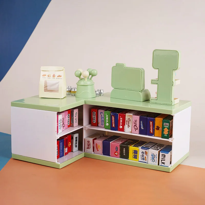 Children Play Home Toys Mini Supermarket Cash Register Simulation Counter Cash Register Doll House Accessories Toys