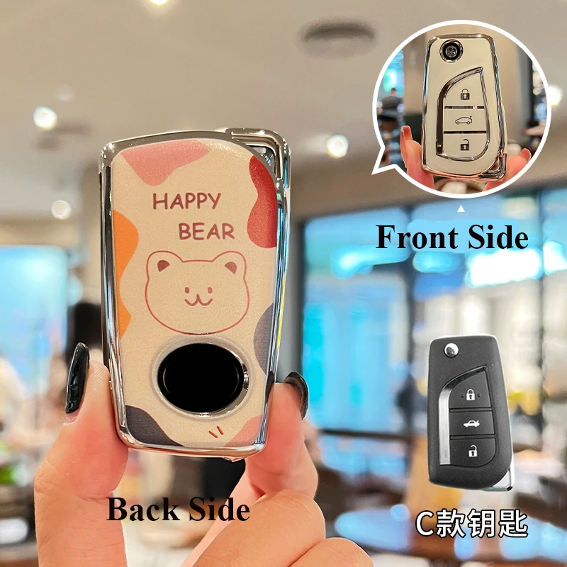 Tpu Car Flip Folding Key Case Cover Shell Per Toyota Corolla Auris Avensis Verso Yaris Aygo 2015 2016 Camry Rav4 Protector Fob