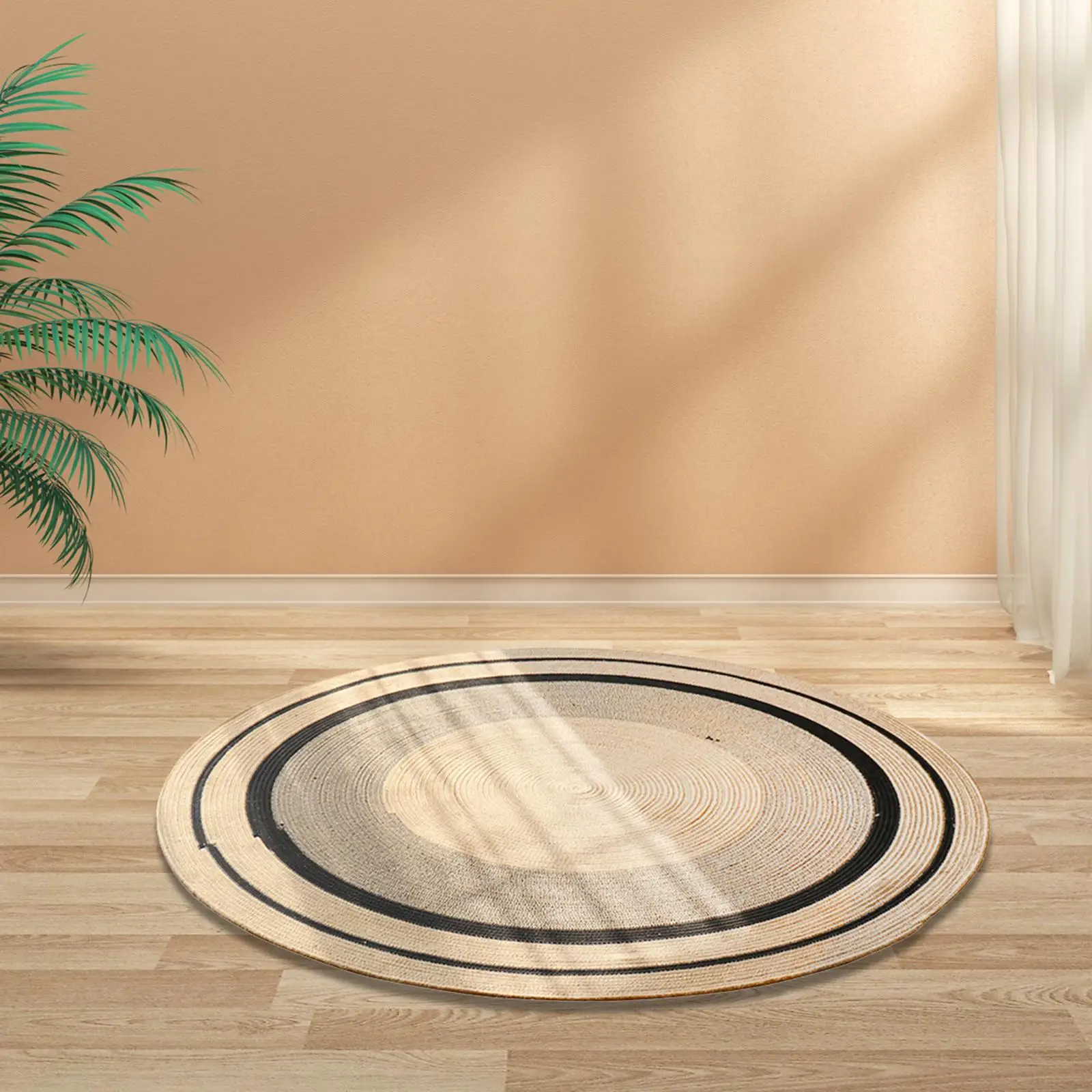 Floor Mat Area Rug Non Slip Farmhouse Rug Decors Floor Rug Round Handwoven Carpet for Dining Room, Nursery, High Traffic Areas