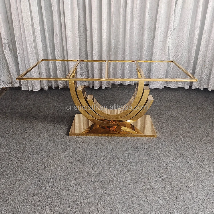 High Quality Luxury Coffee Table Modern Living Room Furniture Style Glass Top Stainless Steel Coffee Table