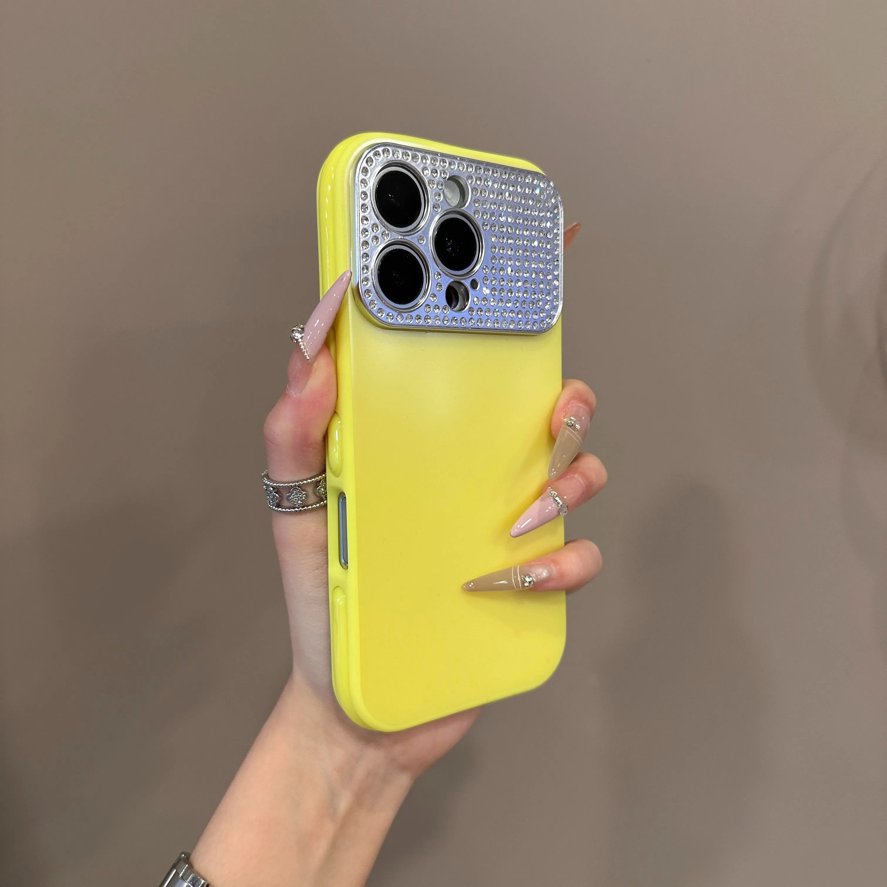 Glamorous Glitter Shockproof Camera Protection Case with Diamond Accents - Candy Color Bumper